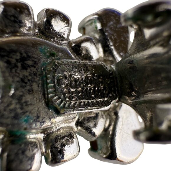 Chr. Germany Vintage Silver Tone Rhinestone Clip-On Earrings Elegant Design - Picture 4 of 5